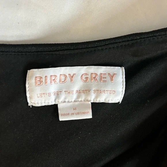 Birdy Grey Black One Shoulder Asymmetrical Slit Gown - Picture 9 of 9